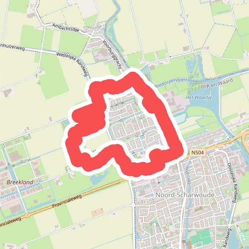 Gele route vanaf startpunt Oudkarspel 