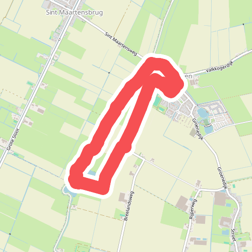 Rode route vanaf startpunt Sint Maarten