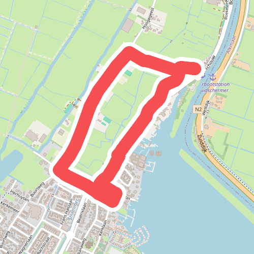 Oranje route vanaf startpunt Uiterdam