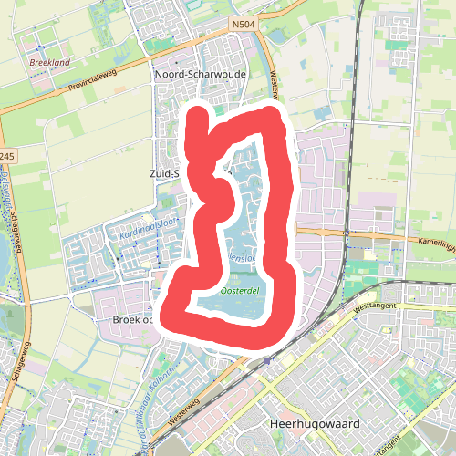 Blauwe route vanaf startpunt Noord-Scharwoude