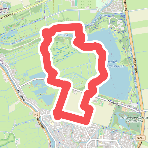 Paarse route vanaf startpunt Koedijk
