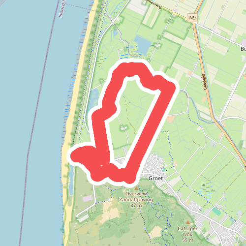 Groene route vanaf startpunt Camperduin