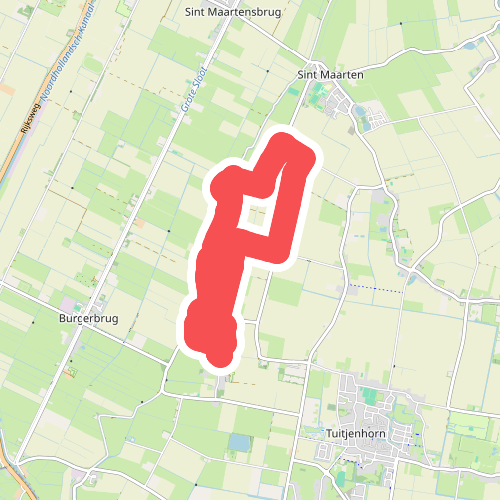 Paarse route vanaf startpunt Eenigenburg