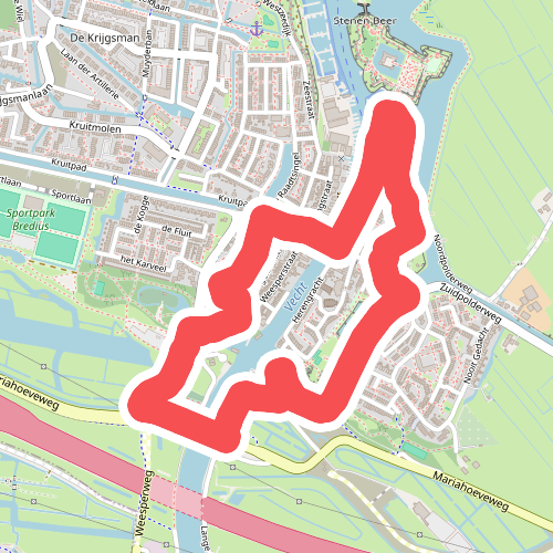 Vestinggrachtroute (blauw)