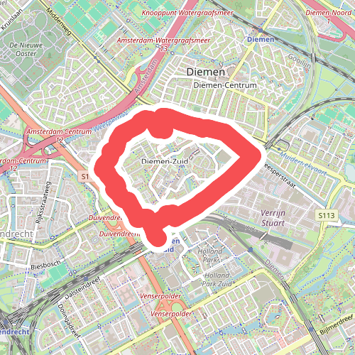 Diemen-Zuidroute (geel)