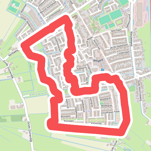 Kreekbosroute (rood)