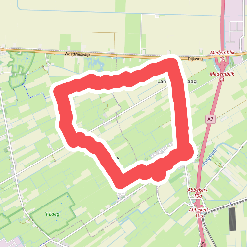 Rondje De Hooge Weere (groen) vanaf startpunt De Weere