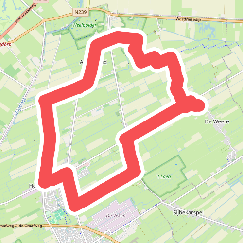 Opmeerder Wuivertocht (geel) vanaf Startpunt De Weere