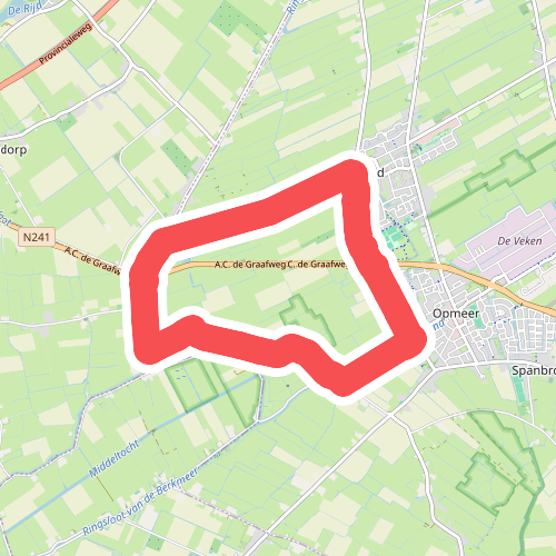 Rondje Lage Hoek (paars) vanaf startpunt De Weijver