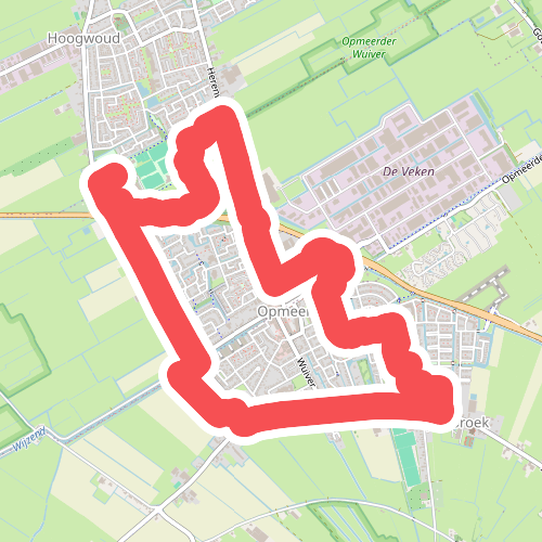 Ommetje Spanbroek Opmeer (oranje) vanaf startpunt De Weijver