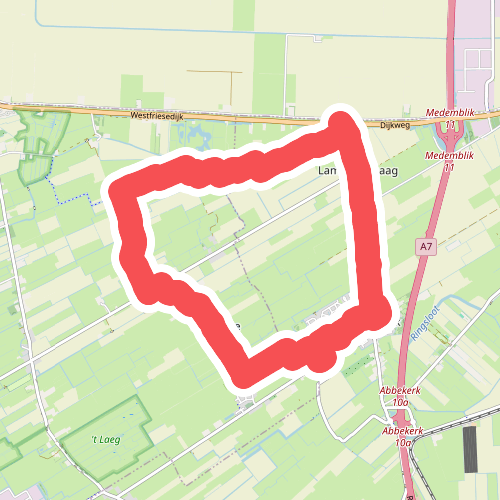 Rondje De Hooge Weere (groen) vanaf startpunt Lambertschaag