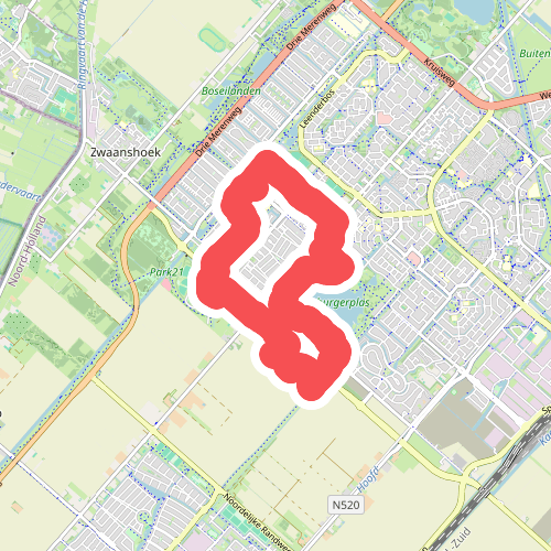 Floriande- oostroute (blauw)