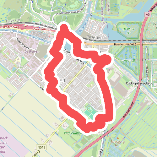 Zwanenburgroute (blauw) 