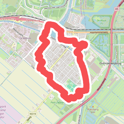 Zwanenburgroute (blauw) 